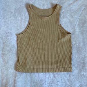 Nude/ beige cropped ribbed top